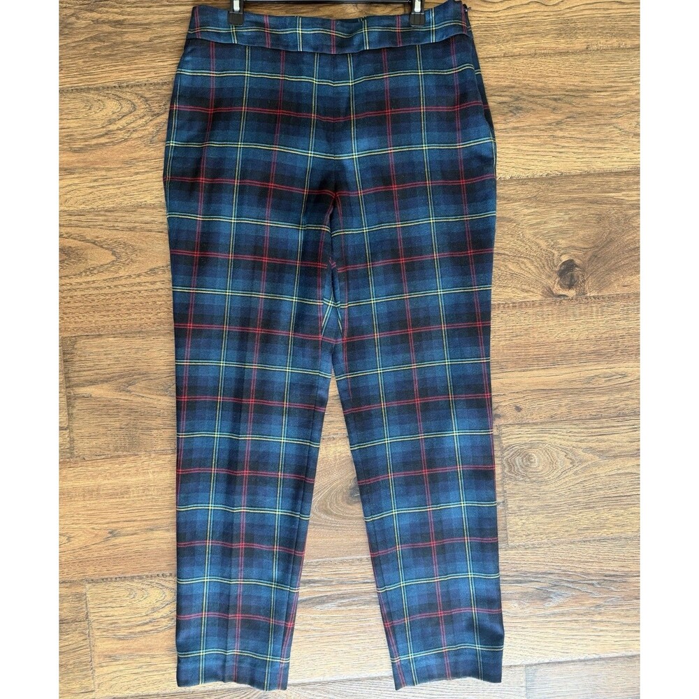 Talbots Heritage Navy Black Watch Tartan Plaid Wool Blend Ankle Pants Women's 12